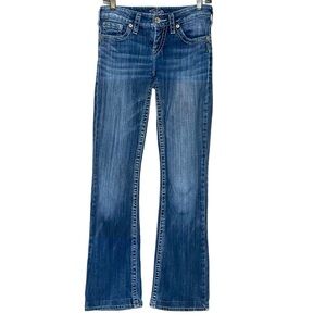 Silver Jeans Aiko Mid Rise Slim Bootcut Dark Indigo Wash Denim Stretch Size 27